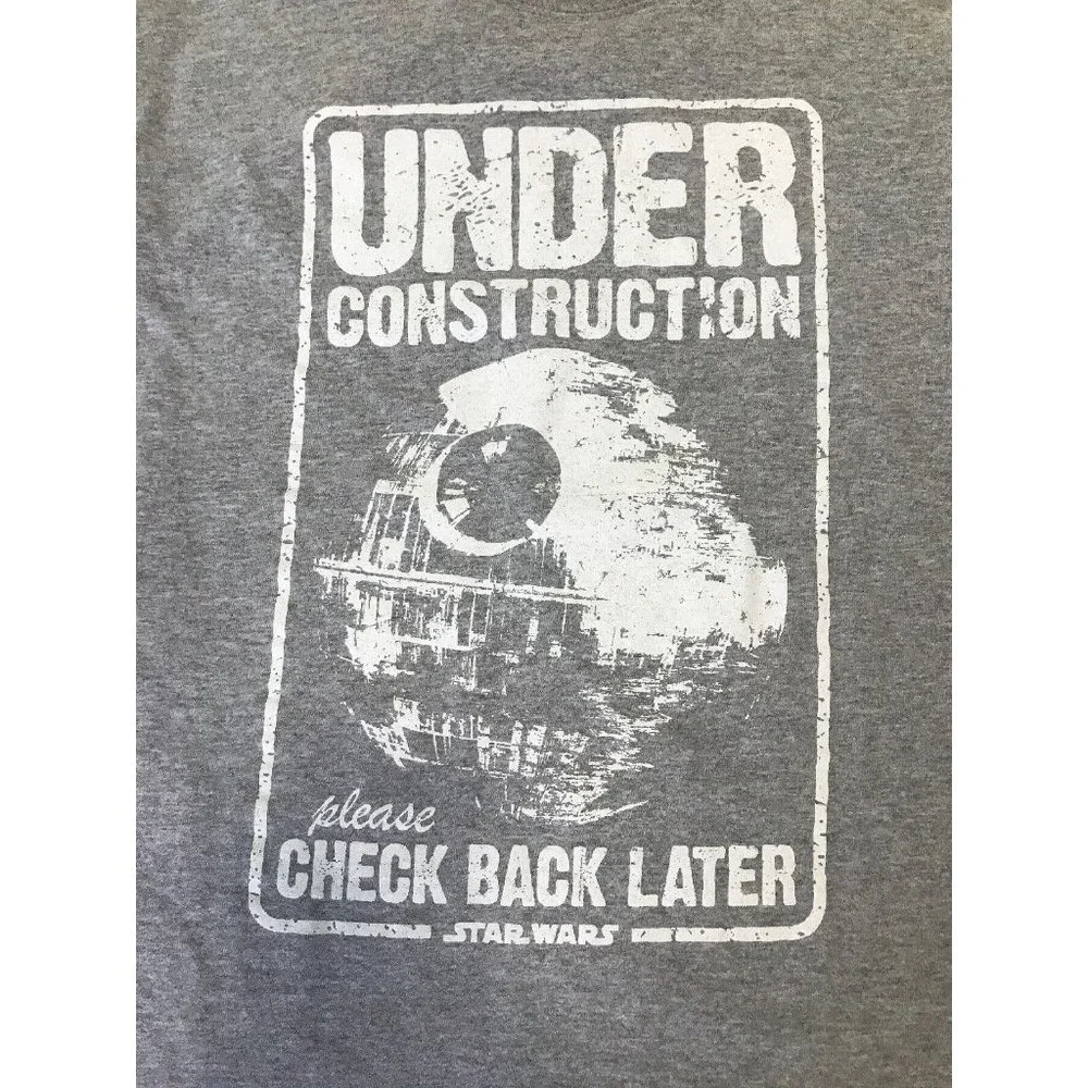 STAR WARS DEATH STAR UNDER CONSTRUCTION T-SHIRT MEN'S SIZE L DISTRESSED - Picture 3 of 6
